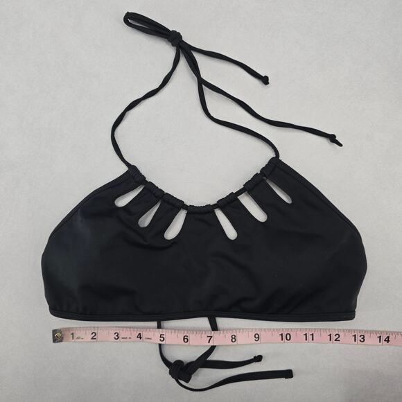 LA Hearts Black Cutout Tie Padded Swim Sports Bra Beach Bikini Top M Medium - Picture 3 of 6